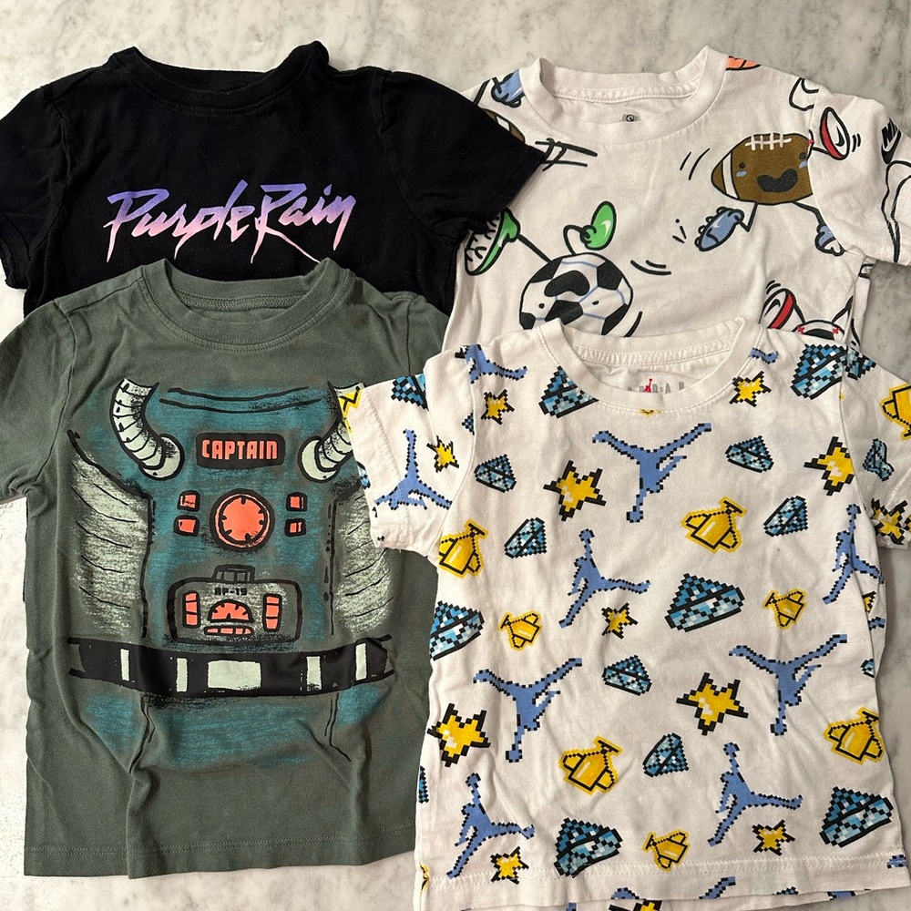 Bundle (4) of tshirts size 4T boys, Nike, Jordan, purple rain old navy